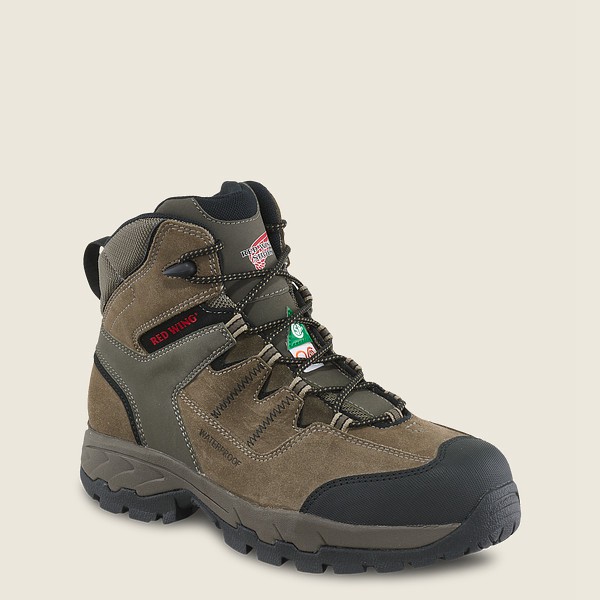 Red Wing Hiking Bot Erkek - Truhiker - 6-Inch Waterproof Csa Safety Toe - Gri Kahverengi - 65WLHMXSF